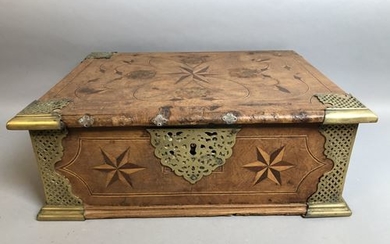 Wooden jewelry box. Decor inlaid with stars. 19...