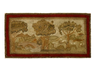 Yarn-sewn table rug, Elizabeth Quincy and Catherine