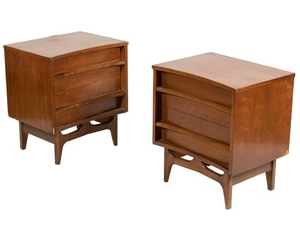 Young Mfg - Concave Walnut Night Stands