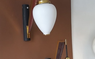 anni 50- - Wall sconce (2) - glass-brass-wood