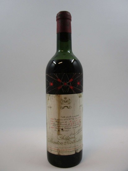 1 bouteille CHÂTEAU MOUTON ROTHSCHILD 1959 1er GC Pauillac (basse épaule, étiquette très abimée, capsule léger abimée