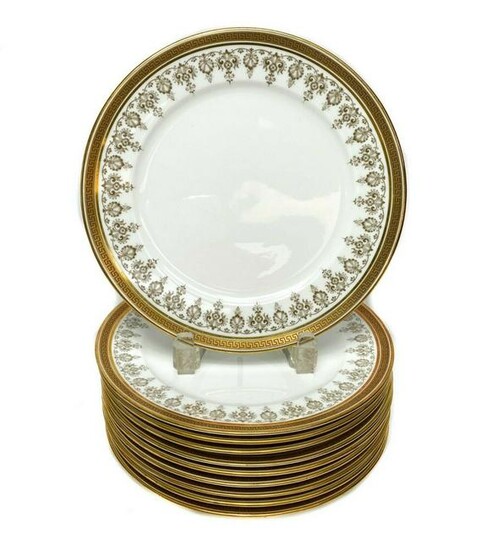 10 Cauldon for Tiffany & Co. Plates Greek Key Border