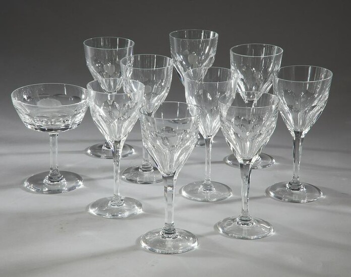 (10) St. Louis Crystal stem glasses, Bristol pattern