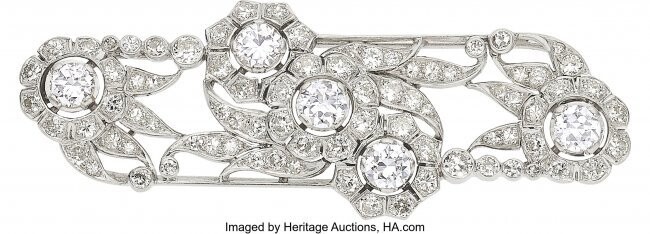 10104: Early 20th Century Diamond, Platinum Brooch Sto