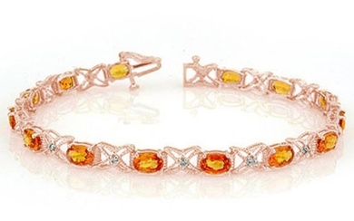 10.15 ctw Orange Sapphire & Diamond Bracelet 18k Rose Gold