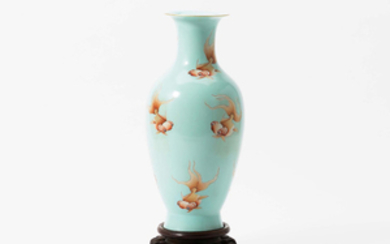 A Chinese pale-green-glazed 'goldfish' vase