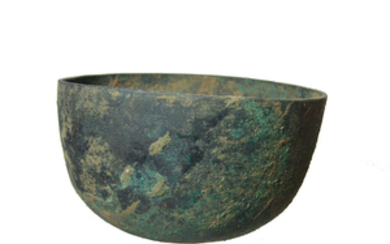 A large Etruscan bronze bowl