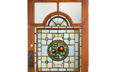 Painted and Jeweled Stain Glass Door