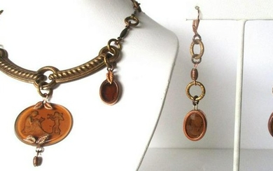 Vintage Victorian-Inspired Jewelry Set: Choker/Necklace