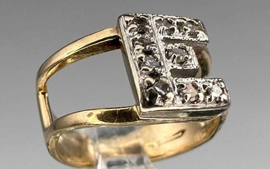 10K Diamond "E" Initial Ring