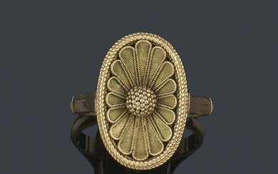 Ring in 18K yellow gold with oval central motif with