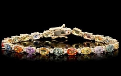 14K Gold 13.03ct Sapphire 0.52ct Diamond Bracelet