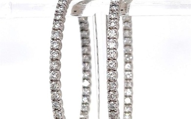14K White Gold 4.80 Ct. Diamond Hoop Earrings