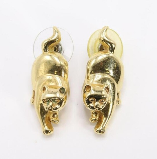 14KY Gold Cat Earrings
