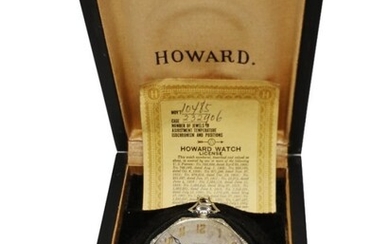 14k White Gold E Howard Art Deco Pocket Watch Box Paper