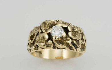 14k Yellow Gold Art Nouveau Style Diamond Ring Circa 1960 Size 7