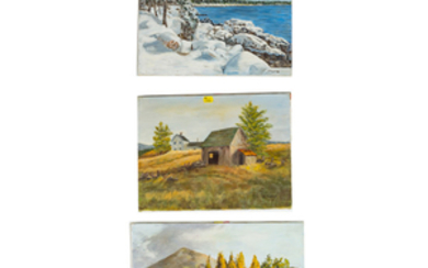 J. Pickard. Three Landscapes, oils on canvas