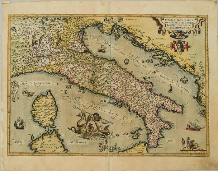 1598 Ortelius Map of Italy -- Italiae Novissima
