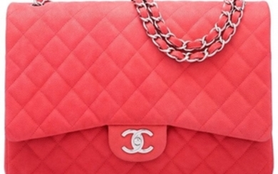 16004: Chanel Pink Quilted Caviar Leather Maxi Double F
