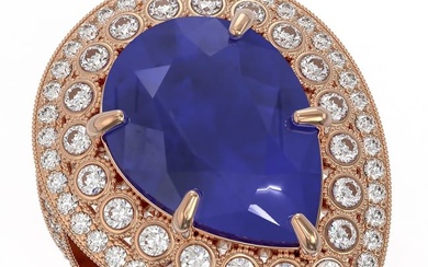 16.29 ctw Certified Sapphire & Diamond Victorian Ring 14K Rose Gold