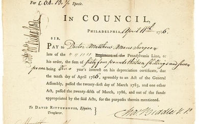1786 Rare Continental Army Dr. MATTHEW MAUS Pay