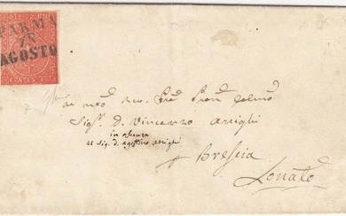 1854 18 Ago 15 c. Sass 7 marginato su lettera...