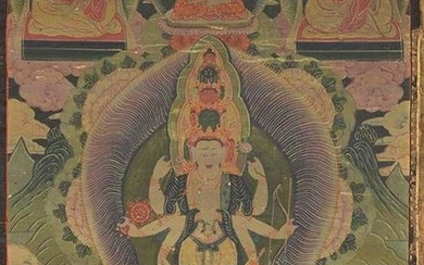18c Tibetan thangka 11 faced AVALOKITESHVARA