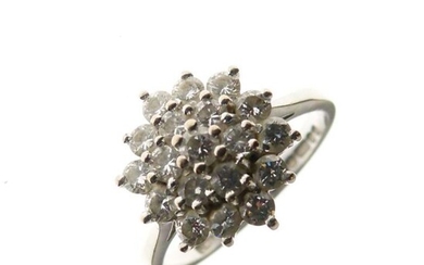 18ct gold and diamond cluster ring of nineteen small...