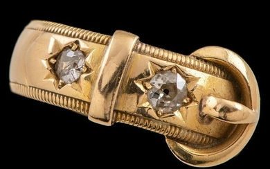 18k Gold Victorian Buckle Diamond Ring