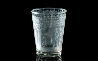 18th C GERMAN ETCHED GLASS BEAKER