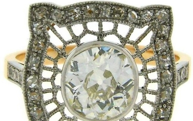 1960s Edwardian Revival Diamond Platinum Gold Ring