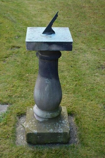 19TH-CENTURY CARVED STONE COLUMNED SUNDIAL