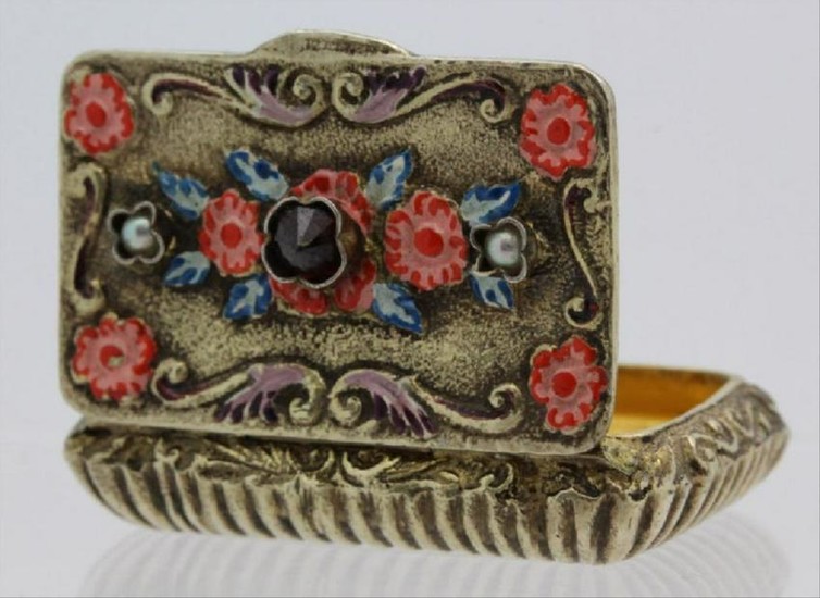 19Th C. Victorian Gilt Silver Jeweled Enamel Viennese