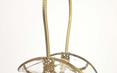19th C. French Gilt Bronze & Crystal Basket with Underplate