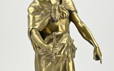 19th Century French bronze warrior. Honor Patricia. By E. Picault. Emile-Louis Picault. 1833 - 1915....