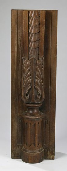19th c. Continental carved walnut architectural panel