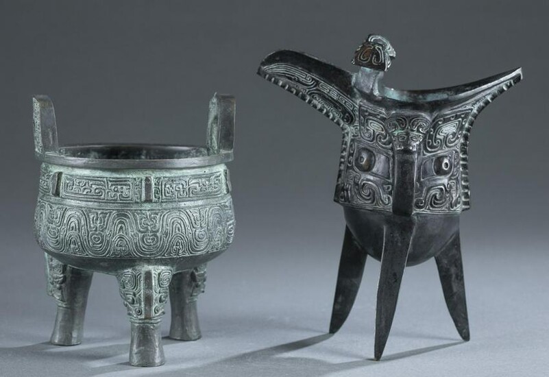 2 Ancient Chinese style bronze vessels.
