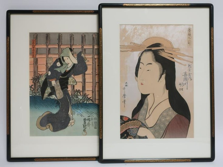 2 Antique Japanese Woodblock Prints: Toyokuni,etc