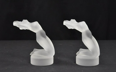 (2) LALIQUE "CHRYSIS" CRYSTAL NUDE SCULPTURES