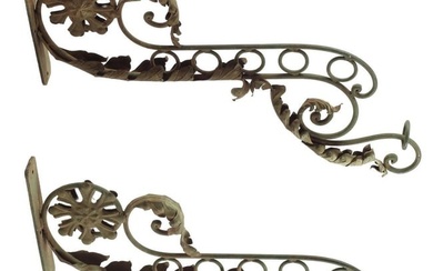 (2) LARGE ARCHITECTURAL WROUGHT IRON BRACKETS