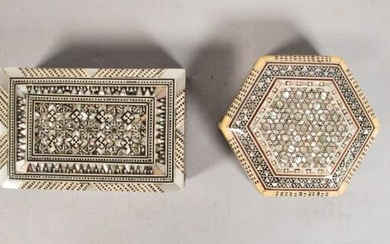 2 Mother-of-Pearl & Wood Jewelry Boxes