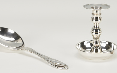 2 Sterling Silver Items, Mexican Candlestick & Georg Jensen Serving Spoon