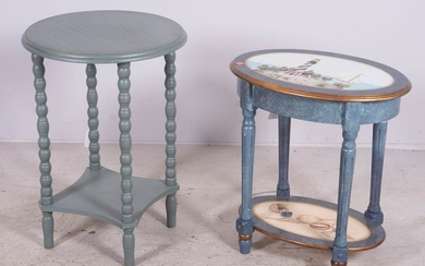 (2) paint decorated side tables
