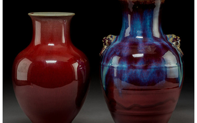 21004: Two Chinese Flambé Glazed Porcelain Vases