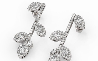 2.57 ctw Marquise Cut Diamond Designer Earrings 18K White Gold