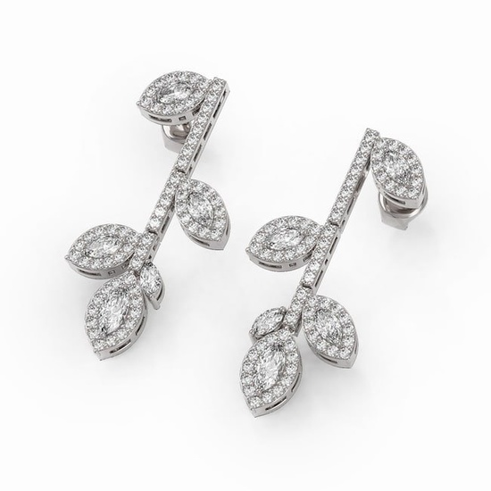 2.57 ctw Marquise Cut Diamond Designer Earrings 18K White Gold