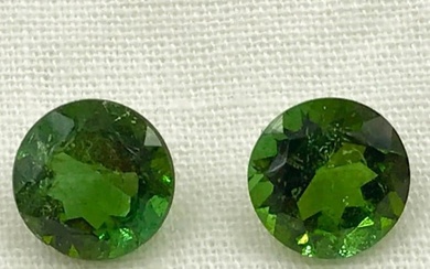2.65ct Green Tourmaline Round Faceted Pair Gemstones