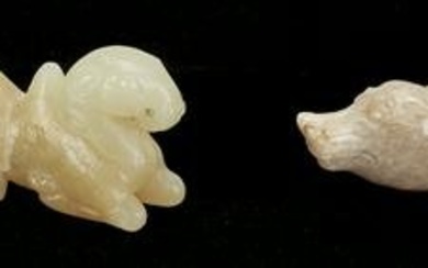 3 Chinese Jade Figural Carvings, incl. Dog, Camel & Gourd