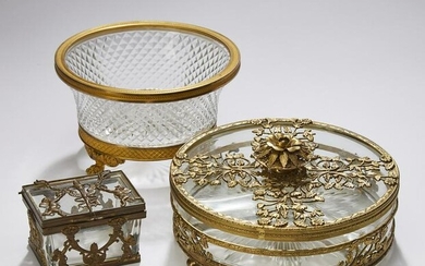 (3) Clear glass and gilt mounted articles