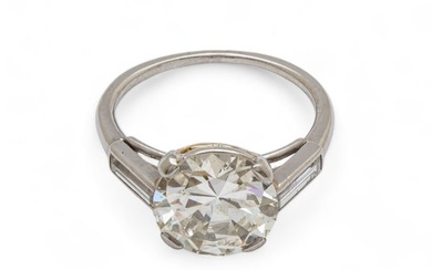 3.07ct Diamond (K, VS-2), Cartier (French) 18k White Gold Engagement Ring, Ca. 1920, 3.8g Size: 5